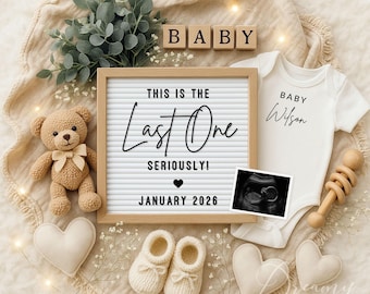 Last One Pregnancy Announcement Digital The Grand Final Baby Reveal for Social Media Editable Canva Template