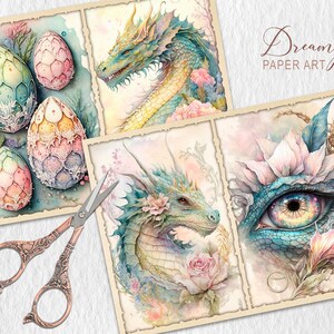 Fantasy Dragon Junk Journal Kit, Magical Dragon Junk Journal Pages, Dragon Printable scrapbooking paper