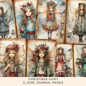 Weihnachten Fee Junk Journal druckbare Seiten, Schmetterling Lady Junk Journal Kit, Winter Scrapbook Papier digitale Collage Blatt sofortiger Download