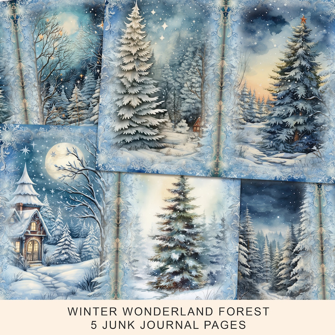 Winter Wonderland Forest Junk Journal Pages (digital Collage Sheet) - Etsy