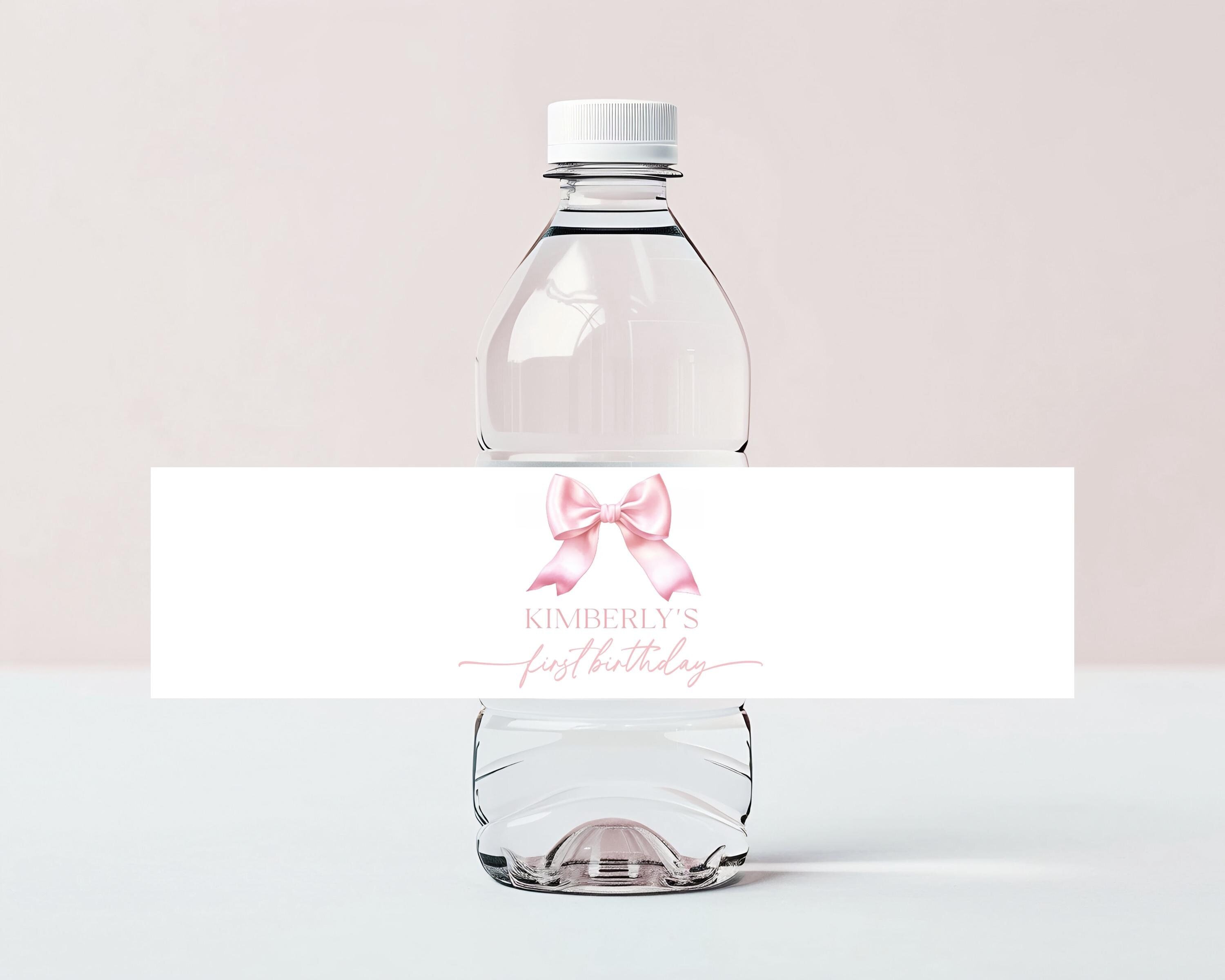 Pink Bow Water Bottle Labels Birthday