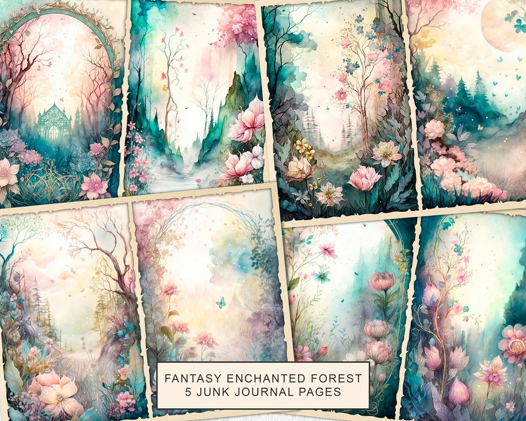Fantasy Forest Junk Journal Kit: Watercolor Printable Pages (digital ...