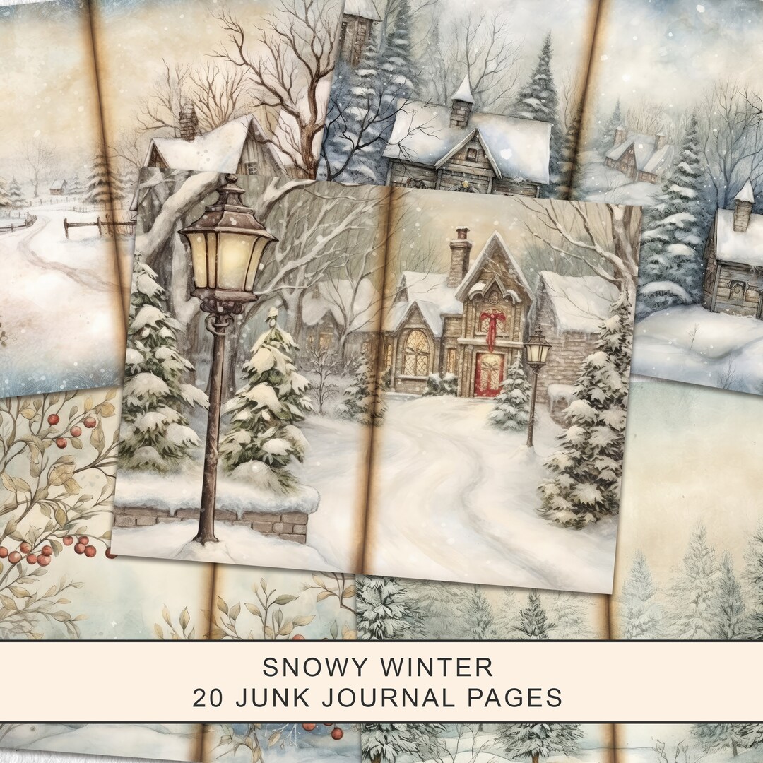 Winter Junk Journal Printable Pages, Snowy Winter Junk Journal Kit ...