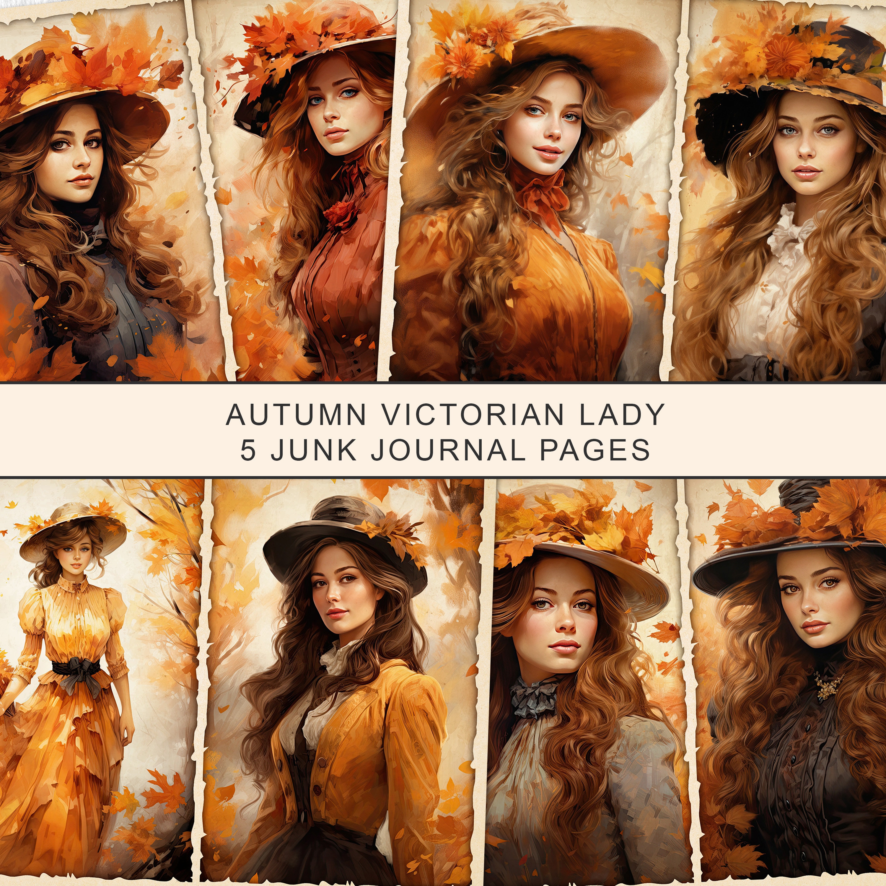 Autumn Victorian Lady Junk Journal Pages: Fall Collage Sheet (digital ...