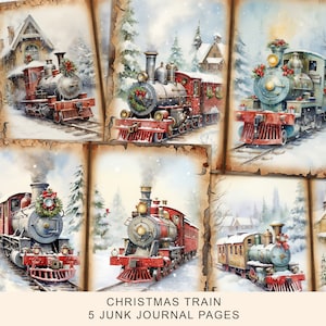 Weihnachten Junk Journal druckbare Seiten, Weihnachten Spielzeug Zug Junk Journal Kit, Winter Scrapbook Papier, digitale Collage Sheet Sofort Download
