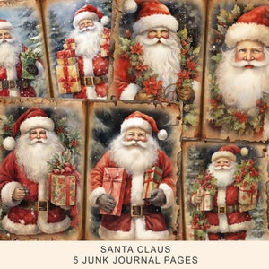Kit de diário de lixo do Papai Noel, página para impressão do diário de lixo de Natal, papel de diário de lixo de Natal, folha de colagem digital, download instantâneo