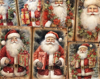 Santa Claus Junk Journal Kit, Christmas Junk Journal Printable Page, Christmas Junk Journal Paper, Digital Collage Sheet, Instant Download