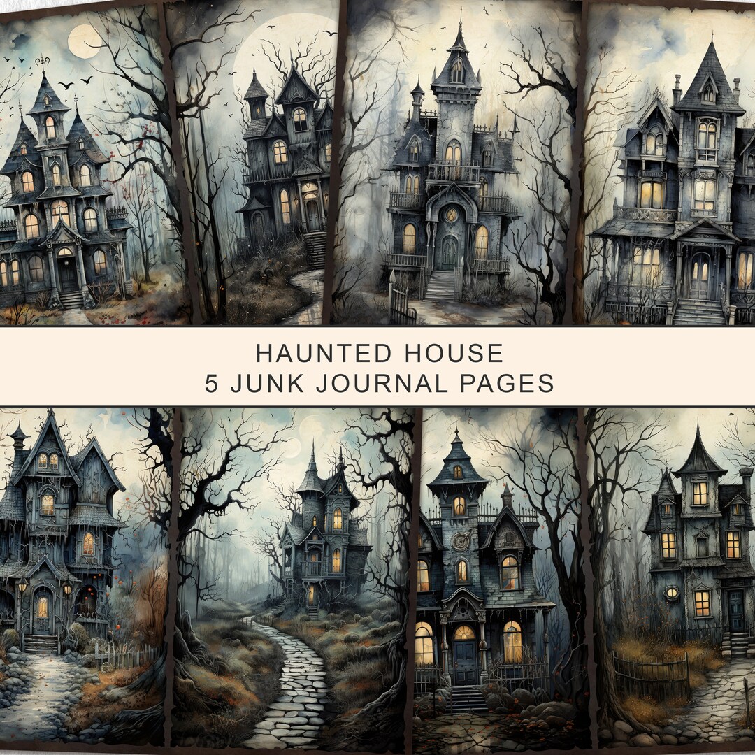 Haunted House Junk Journal Kit: Gothic Halloween Pages (digital Collage ...