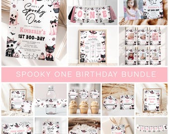 Pink Ghost Spooky One Birthday Bundle: Halloween 1st Birthday (Digital Download)