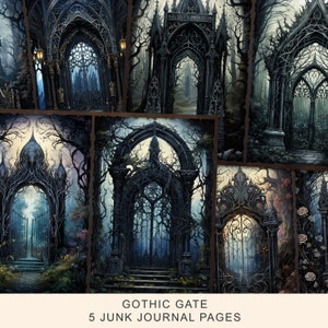 Gothic Gate Junk Journal kit, Mystic Gate Junk Journal Pages, Gothic Junk Journal  Pages, Junk Journal Printable Paper Digital Collage Sheet