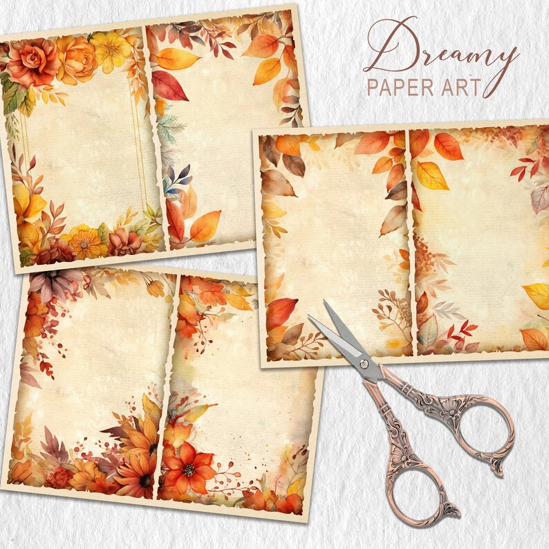 Autumn Leaves Junk Journal Kit: Fall Printable Paper (digital Collage ...