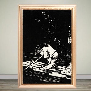 Japanese Art - Man Rafting in a River Poster Print, Vintage Ukiyo-e Style, Japanese Decor, Digital Download WALL ART PRINT, Art Posters