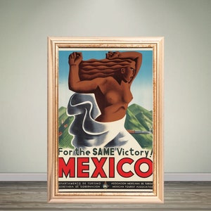 Vintage For The Same Victory Mexico Travel Poster, Digital Wall Art Home Office Decor, Instant Download Traveler Wall Art Gift, Mexican Art