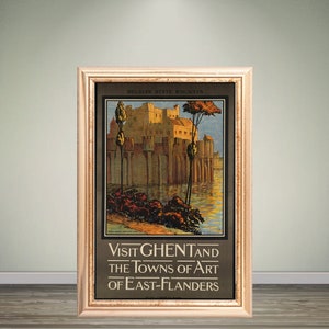 Vintage Ghent Belgian Railways Travel Poster, Instant Download Art Deco Decor, Retro Wall Art, Digital Travel Art, Rail Travel Poster Gift