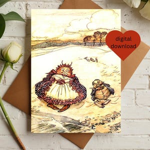 Cartão de felicitações com rima infantil vintage, cartão para impressão, cartão de aniversário infantil, parabéns, carta dos EUA, cartão de felicitações em branco, 5x7, download digital