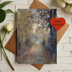 Tarjeta de felicitación con impresión Renoir, tarjeta imprimible vintage de cumpleaños, tarjeta de felicitación de pronta recuperación, tamaño A4, tarjeta de felicitación en blanco de 5x7, descarga digital