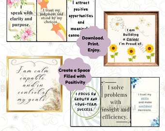 Personal Growth Printables | 20 Calm and Inspirational Quotes for Work Spaces (Digital Download)