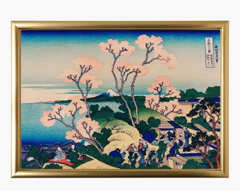 Hokusai Shinagawa on the Tōkaidō Print | Vintage Japanese Woodblock Wall Art (Digital Download)