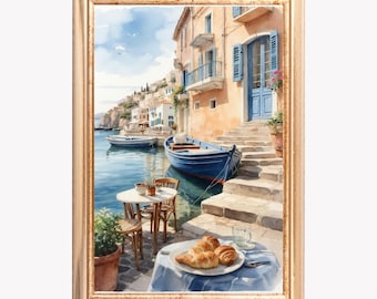 Coastal Dining Italy Art Print: Printable Modern Italian Wall Decor (Digital Download),