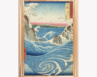 Hiroshige - Whirlpool At Naruto | Ocean Waves Fine Art Giclee Print | Japanese Woodblock (Digital Download)