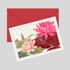 Tarjeta de felicitación de Ninfa de Loto, Tarjeta imprimible de cumpleaños con flores, Felicitaciones, Tarjeta de felicitación en blanco tamaño carta (A4, 7x5), DESCARGA DIGITAL