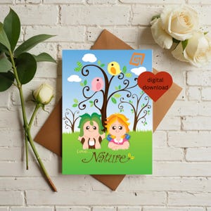 Cartão de felicitações Amor Natureza, Cartão de aniversário de borboleta para impressão, Parabéns A4 Carta dos EUA Cartão de felicitações em branco 5x7, DOWNLOAD DIGITAL