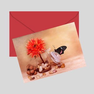 Cartão de felicitações Dália Laranja, Cartão de aniversário com flores para impressão, Cartão de felicitações em branco A4 com letras dos EUA 7x5, DOWNLOAD DIGITAL