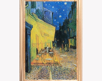 Vincent van Gogh Cafe Terrace at Night Painting | Landscape Wall Art (Digital Download)