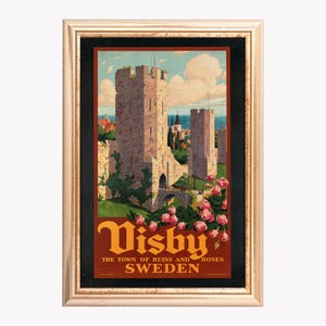 Visby Sweden Vintage Travel Print| Digital Wall Art | Sweden Travel Poster| Wall Art Prints| Instant Download Prints| Swedish Wall Art Decor