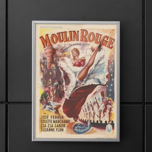 Póster de la película Moulin Rouge de 1952, póster vintage, póster vintage, arte mural vintage A3, impresión digital, descarga instantánea