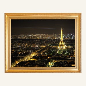 Descarga digital de París de noche, Impresión de arte mural de París, Arte mural en lienzo, Impresión fotográfica de París, Impresión digital de la Torre Eiffel, Arte mural de Francia
