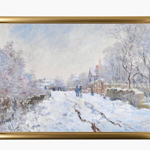 Vintage Claude Monet Art: Snow at Argenteuil, Downloadable Digital Print, Famous Painting, Home Wall Decor, Painting for Home or Home Office