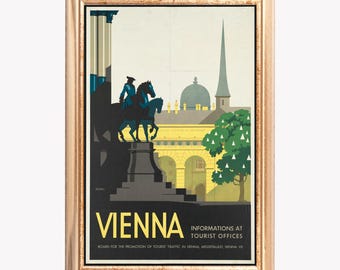 Vienna Austria Vintage Style Retro Travel Poster | Vienna Printable Wall Art (Digital Download)