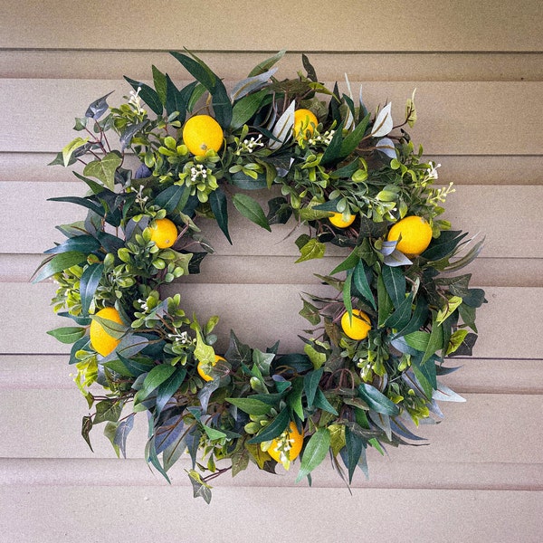 Lemon All Season Spring Summer Greenery Front Door Wreath