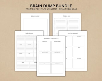 ADHD Brain Dump Planner Bundle, Thought Organizer, To Do List (Digital Download)