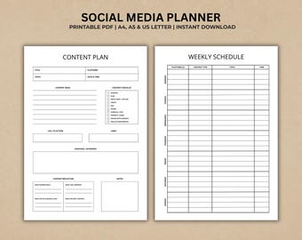 Social Media Content Planner, Instagram, TikTok, Blog, Pinterest (Digital Download)