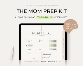 Kit de préparation pour maman - agenda numérique | Future maman | projet de naissance | listes de contrôle pour nouveau-nés | sac d'hôpital | minimaliste doux | Téléchargement instantané PDF