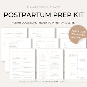Kit de preparación posparto / Listas de verificación para mamás primerizas / Planificador para mamás primerizas / 10 insertos para el planificador / PDF / Carta