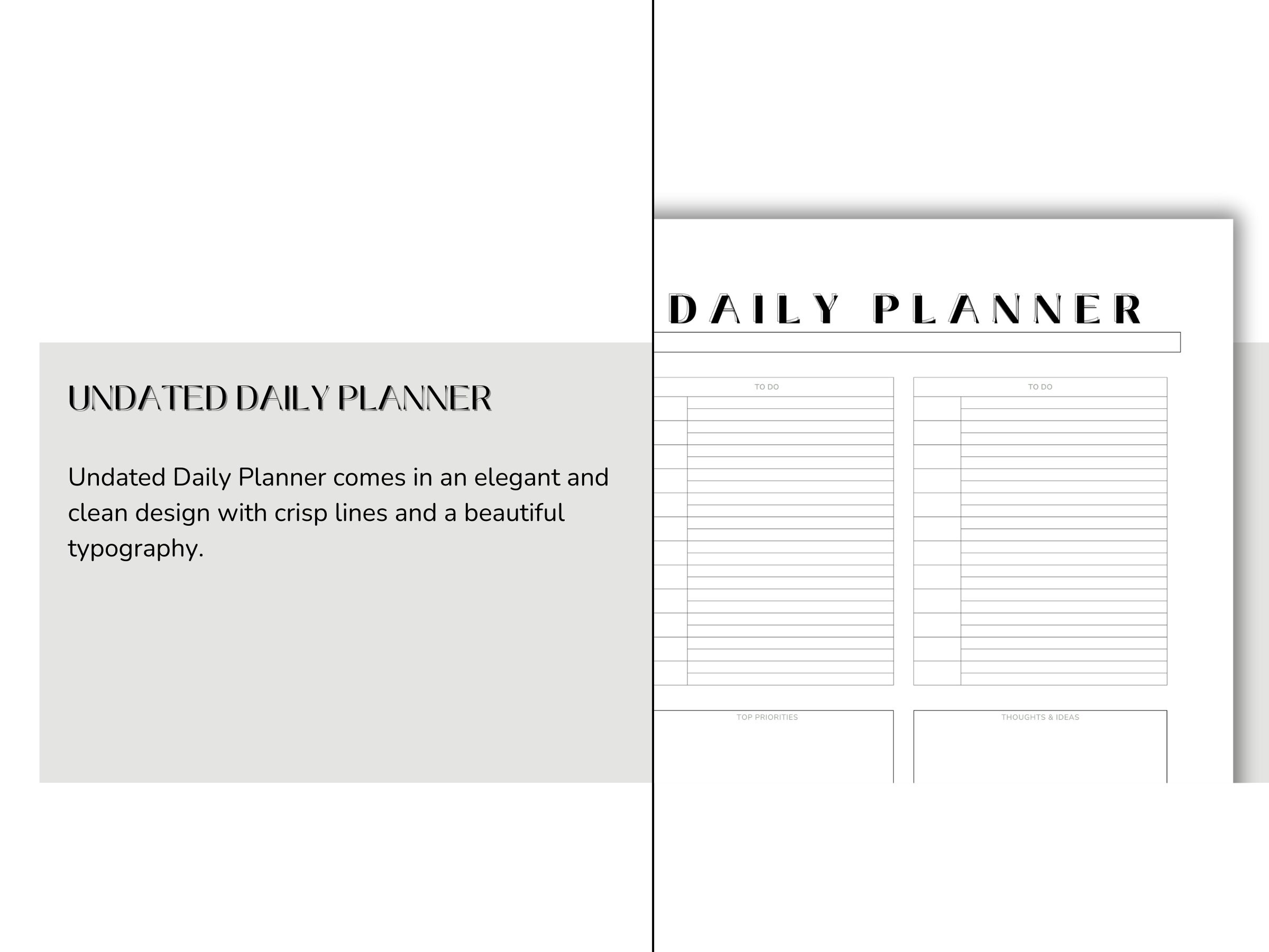 Undated Daily Planner, Printable and Digital, Pdf Files, A4 and US ...