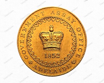 1852 Adelaide One Pound A Very Rare & Sought After Gold Colored Restrike Reproduction Coin