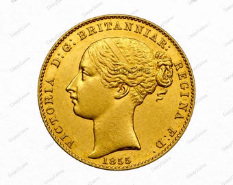 1855 One Sovereign Queen Victoria Sydney Mint A Sought After Gold Colored Restrike Reproduction Coin