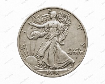 1916 S Type 1 Walking Liberty Half Dollar USA Restrike Commemorative Coin