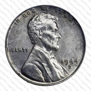 1944 D Steel (Aluminum) Lincoln Wheat One Cent Penny Rare USA COPY Coin