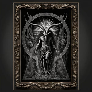 Baphomet Kunstdruck Teufel Kunst Satan Print Luzifer Poster Renaissance Lovecraft. Dämon Poster Gothic Kunstwerk Okkult Painting Antichrist Druck.