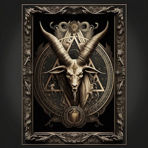 Baphomet Kunstdruck Teufel Kunst Satan Print Luzifer Poster Renaissance Lovecraft. Dämon Poster Gothic Kunstwerk Okkult Painting Antichrist Druck.