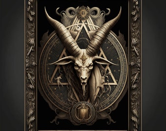 Baphomet-kunstafdruk | Gotische occulte satanische poster