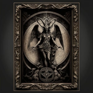 Baphomet Kunstdruck Teufel Kunst Satan Print Luzifer Poster Renaissance Lovecraft. Dämon Poster Gothic Kunstwerk Okkult Painting Antichrist Druck.