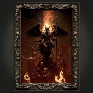 Baphomet Kunstdruck Teufel Kunst Satan Print Luzifer Poster Renaissance Lovecraft. Dämon Poster Gothic Kunstwerk Okkult Painting Antichrist Druck.