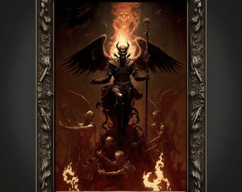 Baphomet-kunstdruk: gotische poster Satan Lucifer