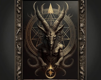 Baphomet Art Print: Gothic Lucifer, Satan, Demon Poster